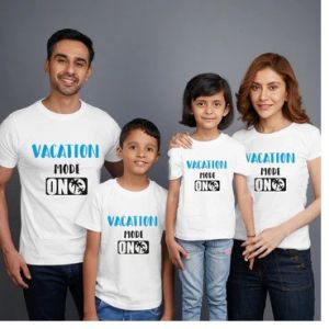 MOM DAD SON & DAUGHTER T-SHIRT VACATION MODE ON