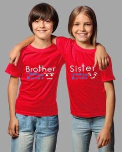 SIBLING T-SHIRT BROTHER MAKES THE RULES SISTER BREAKS THE RULES