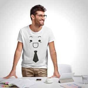 SMILING FACE EMOJI TIE MEN'S T SHIRT