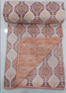 Orange Printed Cotton Dohar Blanket For Home