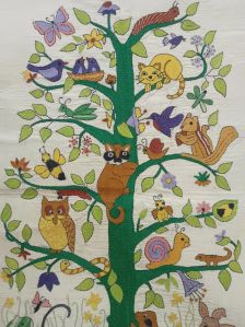 Tree Of Life With Animals Nakshi Kantha Art Wall Hanging