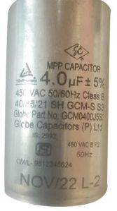 4 MFD 450 VAC Al Cane MPP Capacitor