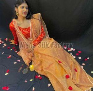 Banarasi Tissue Crush Soft Silk Saree, Saree Length : 5.5 Meter