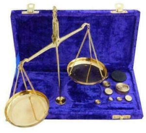 Antique Brass Decor Jewellery Balance Scale With Velvet Box