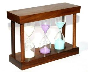 Decorative Wooden Thee Tube Revolving Sand Timer