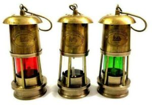 Set Of 3 Brass Nautical Minor Oil Lamp