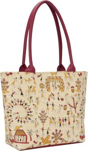 Printed Ladies Cotton Handbags, Closure Type : Zipper