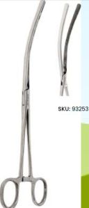 Polished Stainless Steel Curved Intestinal Clamp Forceps, Color : Silver