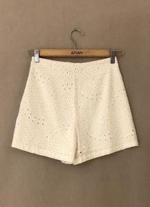 Ladies Beachwear Chikankari Cotton Shorts