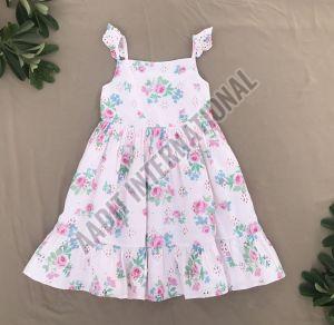 Girls Floral Printed Frock, Sleeves Type : Sleeveless