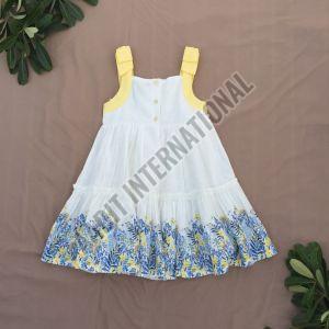 Girls Sleeveless Printed Frock, Color : Multicolor