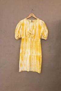 Yellow and White Tie Dye Beach Dress