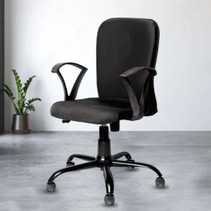 Fixed Arm Black Fabric Office Chair