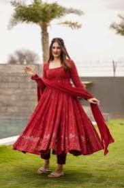 Silk Ladies Anarkali Dress, Technics : Machine Made