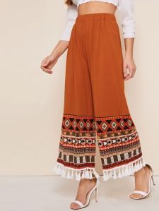 Cotton Ladies Embroidered Palazzo Pants