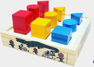 Color Coated TE-55 Wooden Beginners Shape Size Sorter For Kids Playing