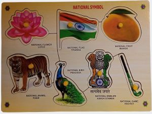 Color Coated TE-49 Wooden National Symbol Puzzle, Color : Multicolor