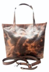 Ladies Vintage Leather Shopping Tote Bag