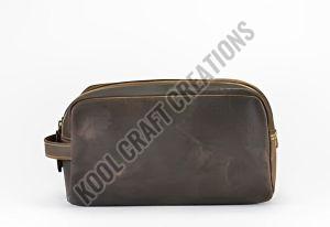 Plain Buffalo Leather Toiletry Bag For Travel