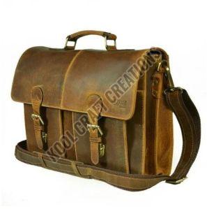 Leather Dark Brown Portfolio Bag, Gender : Male