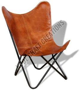 Plain Polished Vintage Leather Butterfly Chair For Hotel