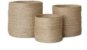 Jute Laundry Baskets, Shape : Round, Technics : Machine Made