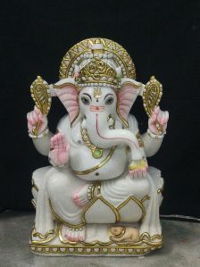 Plain Multicolor Ganesh Marble Statue For Use Worship