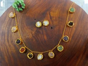 Indiacz Gold Plated Brass Necklace Earring Set, Color : All Color, All Color Fancy