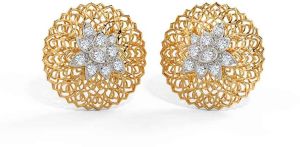 Ber Leaf Diamond Stud Earrings