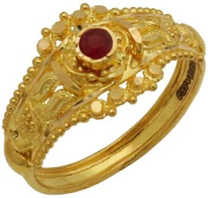 Breathtaking Scarlet Meenakari 22 Karat Gold Ring