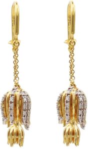 Magnificent Floral Gold And Diamond Studded Jhumkas