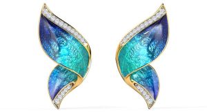 Pinion Blue Butterfly Diamond Stud Earring