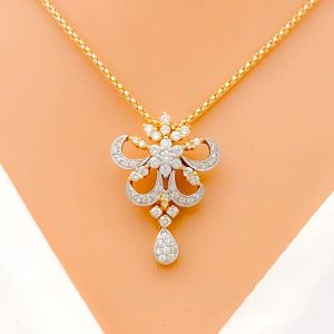 Sophisticated Floral Diamond Pendant Set