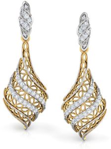 Structured Leaf Diamond Drop Earrings