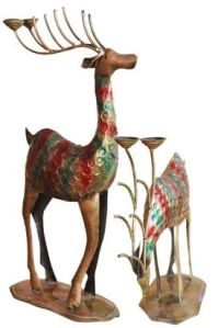 Sanding Metal Handicraft Decorative Deer Statue, Color : Multicolor