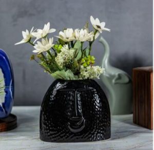 Decor Glossy Black Bastard Face Vase