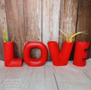 Decor Vase  Red Love Text Vase Set 4 Pcs