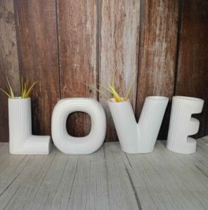 4 Pcs Decor White Love Text Vase Set