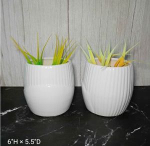 Only White Pots  White Designer Drum Pot