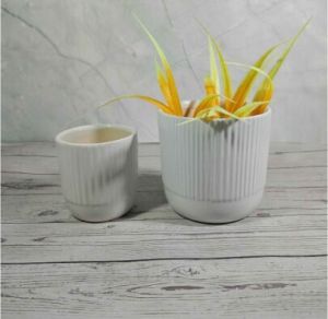 Set Of Pots  Line White 2 Pcs Set