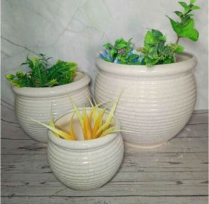 Set Of Pots  White Ring Ganda 3 Pcs Set