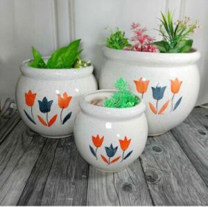 Set Of Pots  White Tulip Ganda 3 Pcs Set