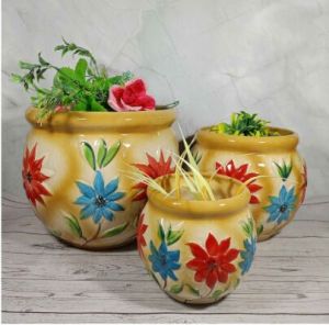 Set Of Pots  Yellow Flower Ganda 3 Pcs Set