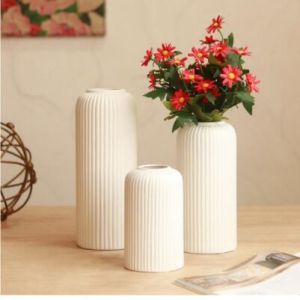 Advance Matt Finish White Line Vase