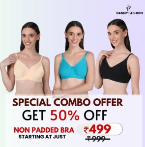 Combo Pack Of 3 Colour Non Padded Bra