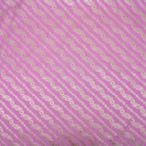 French Mauve Floral Meenakari Banarasi Fabric