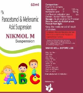 Mefenamic Acid Paracetamol Suspension, Form : Liquid, Packaging Type : Plastic Bottle, Bottle Size : 60 Ml