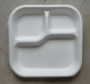 3CP Sugarcane Bagasse Square Meal Tray For Serving Food