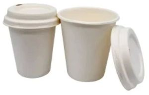 Smooth Plain Sugarcane Bagasse Cup Lid, Color : Cream