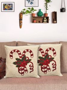 Christmas Decorative Candy Theme Beaded Cushion Cover